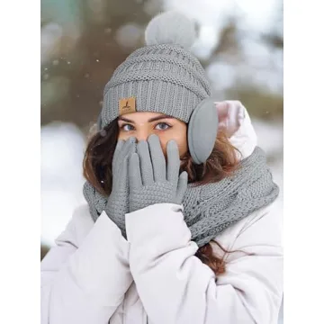Winter Hat Scarf Gloves & Ear Warmer Set for Women