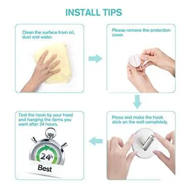 Fotosnow Adhesive Hooks, Heavy Duty Hooks Stainless Steel Self Adhesive Wall Hooks for Hanging Robe Towel Keys Hats Bags Bathroom, Kitchen, Toilet 4-Packs