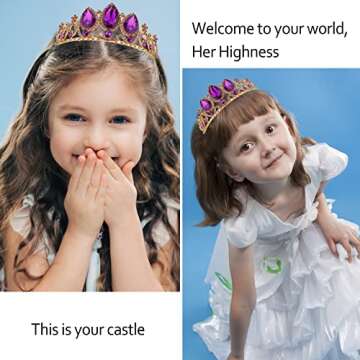 Velscrun Princess Tiaras, Rapunzel Crowns, Birthday Headbands - Purple Girls Dress-up Crown, Princess Birthday Decorations, Halloween Cosplay Prom Hair Accessories