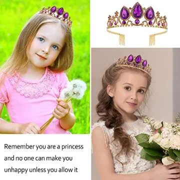Velscrun Princess Tiaras, Rapunzel Crowns, Birthday Headbands - Purple Girls Dress-up Crown, Princess Birthday Decorations, Halloween Cosplay Prom Hair Accessories