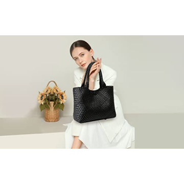 Stylish Queenoris Vegan Leather Woven Tote for Women