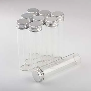Novacare 60ml Empty Seal Jars Glass Bottle with Aluminium Silver Color Screw Cap Sealed Liquid Food Gift Container 12units (12, 60ML-LU-Cap)