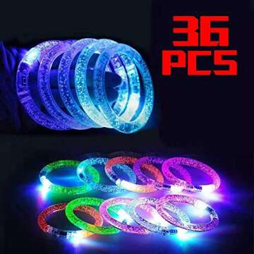 36 Pack 6 Color Glow Sticks Bracelets Party Supplies for Kids and Adults Glow in The Dark , LED Brac...