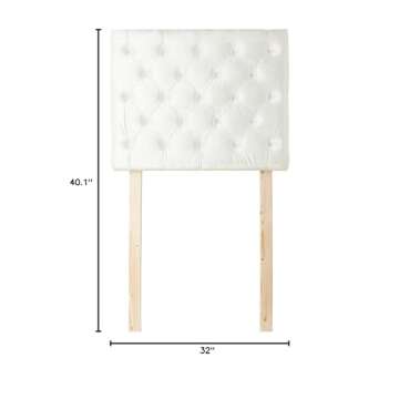 Tufted Velvet Plush College Dorm Headboard - White - with Legs
