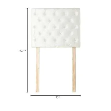 Tufted Velvet Plush College Dorm Headboard - White - with Legs