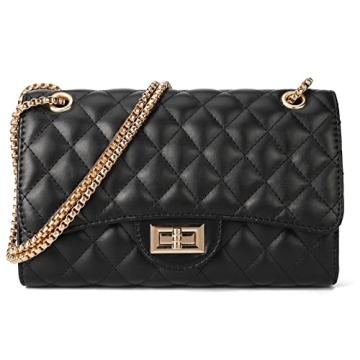 Gladdon Quilted Leather Crossbody Purse for Women - Elegant Shoulder Bag with Chain Design