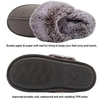 CIOR Fantiny Women’s Memory Foam Slippers Faux Fur Lining Slip-on Clog Scuff House Shoes Indoor & Outdoor-U118WMT010-gray-F-36.37 Grey