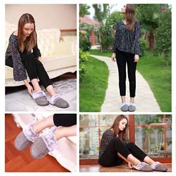CIOR Fantiny Women’s Memory Foam Slippers Faux Fur Lining Slip-on Clog Scuff House Shoes Indoor & Outdoor-U118WMT010-gray-F-36.37 Grey