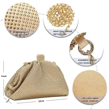 nodeber Rhinestone Clutch Bag for Parties and Events