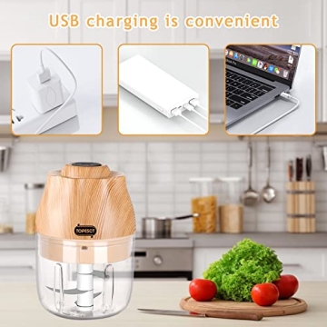 TOPESCT Electric Mini Chopper Portable USB Food Processor