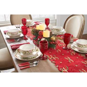 BrylaneHome Cordless Led Pre-Decorated Christmas Holiday Candleholder Centerpiece - Red