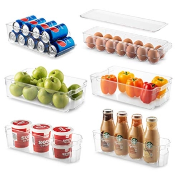 Versatile 6-Piece Refrigerator Organizer Bins - Stackable Clear Storage for Kitchen