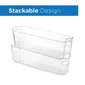 Set Of 6 Stackable Refrigerator Organizer Bins for Easy Storage