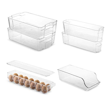 Set Of 6 Stackable Refrigerator Organizer Bins for Easy Storage