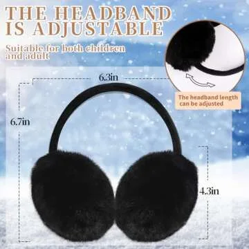 Lainlight Ear Muffs Winter Women Girls Adjustable Faux Fur Ear Warmers Comfy Cute Fuzzy Earmuffs (Bl...