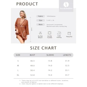 Saodimallsu Womens V Neck Swimsuit Coverup 3/4 Sleeve Collar Color Block Oversized Cover ups Mini Beach Dress with Pockets