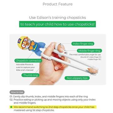 Edison Friends Penguin Chopsticks Training, Beginner, Brain Training, Learning, Korean Food, Japanese Food Dinner, Japanese Sushi, 1 Step to Learn Chopsticks, Made in Korea (Pororo Left Hand)