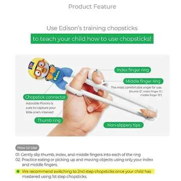 Edison Friends Penguin Chopsticks Training, Beginner, Brain Training, Learning, Korean Food, Japanese Food Dinner, Japanese Sushi, 1 Step to Learn Chopsticks, Made in Korea (Pororo Left Hand)