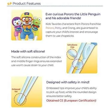 Edison Friends Penguin Chopsticks Training, Beginner, Brain Training, Learning, Korean Food, Japanese Food Dinner, Japanese Sushi, 1 Step to Learn Chopsticks, Made in Korea (Pororo Left Hand)