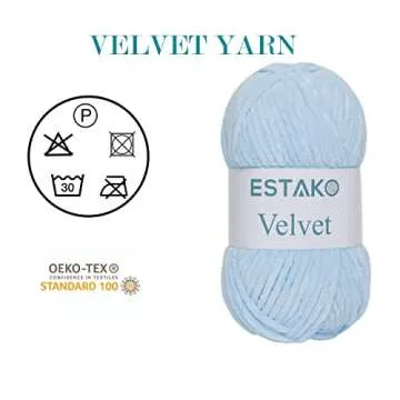 Estako Velvet Chenille Blanket amigurumi Yarn for Crocheting and Knitting Super Bulky 100 gr (132 yds) (1220 - Blue)
