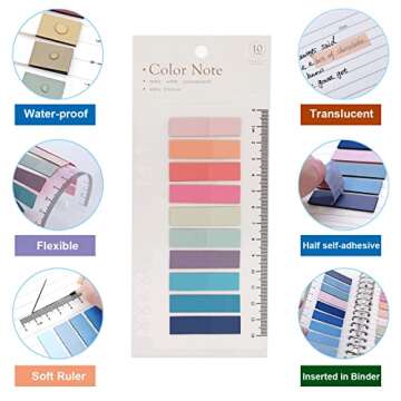 2400 Pcs Morandi Sticky Tabs, 12 Sheets Sticky Index Tabs, Book Tabs, Page Markers, Colorful Book Annotating Tabs, Page Tabs, Sticky Flags, Transparent Sticky Note Tabs, File Index Tabs with Ruler