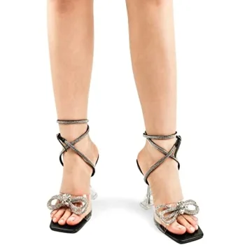 Zzheels Double Bowknots Crystal Sandals for Stylish Comfort