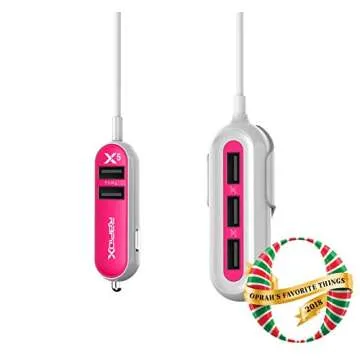 RapidX X5 Car Charger with 5 USB Ports - Pink