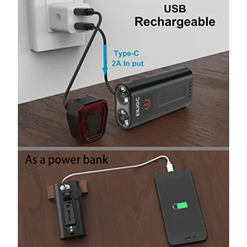 EILIOC 6400mAh Rechargeable Bike Light Set for Safety