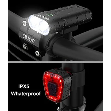 EILIOC 6400mAh Rechargeable Bike Light Set for Safety