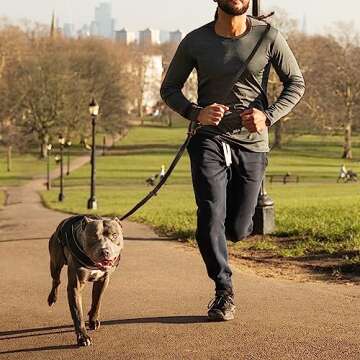 Hands Free Leather Dog Leash 8ft，Durable Genuine Leather Multi Function Dog Leashes，Strong Leather Leash for Small Medium Large Breed Dogs