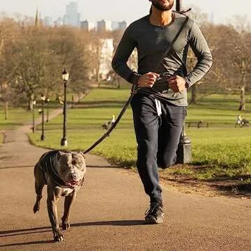 Hands Free Leather Dog Leash 8ft，Durable Genuine Leather Multi Function Dog Leashes，Strong Leather Leash for Small Medium Large Breed Dogs