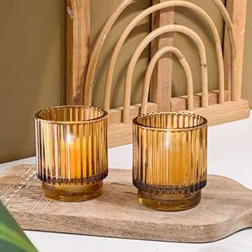 Kate Aspen Vintage Amber Glass Tealight Holders Set of 6