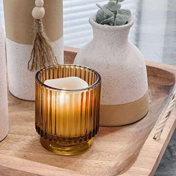 Kate Aspen Vintage Amber Glass Tealight Holders Set of 6