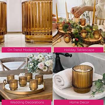 Kate Aspen Vintage Amber Glass Tealight Holders Set of 6