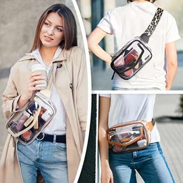 ECOSUSI Clear Fanny Pack Clear Bag Stadium Approved Clear Concert Purse Small Plastic PVC Clear Belt...
