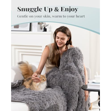 Topblan Faux Fur 15 lbs Weighted Blanket for Comfort