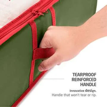 Zober Non Woven Under-Bed Christmas Gift wrap Storage & Decoration Bag PVC Cover, Slim Compact Wrapping paper Holiday Storage, Reinforced Handles for Easy Carrying