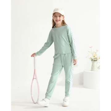 SANMIO Little Girls Clothes 18-24 Months Girl Clothing Checkered Sweatshirts and Sweatpants Two Piece Outfits Fashion Sweatsuit