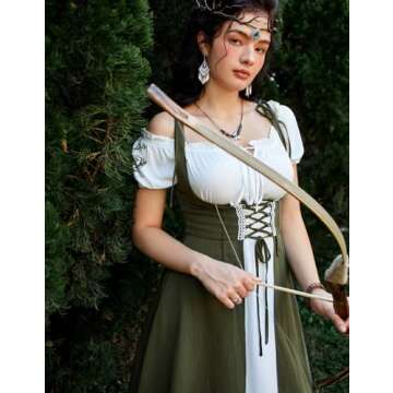 Scarlet Darkness Women Renaissance Dress Underbust Medieval Pirate Pesant Overdress