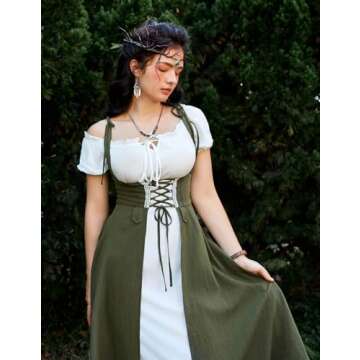 Scarlet Darkness Women Renaissance Dress Underbust Medieval Pirate Pesant Overdress
