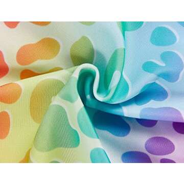 TENVDA Girls Swimsuits One Piece Swimwear for 6-7 Years Old Little Kids Rainbow Leopard Printed Swimming Surfing Sports Bathing Suits