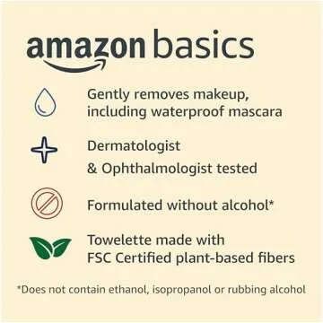 Amazon Basics Fragrance Free Makeup Remover Wipes Pack of 6
