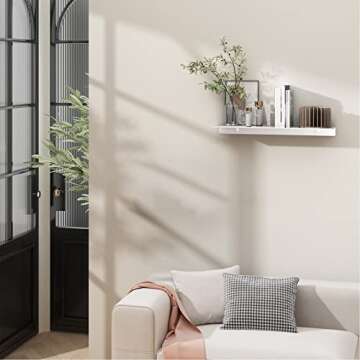 Danpoo Adhesive Floating Shelf for Wall Storage, Metal Wall Shelf for Bathroom/Living Room/Kitchen/Bedroom, Display Shelf for Collectibles(Silver, 16")