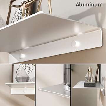 Danpoo Adhesive Floating Shelf for Wall Storage, Metal Wall Shelf for Bathroom/Living Room/Kitchen/Bedroom, Display Shelf for Collectibles(Silver, 16")