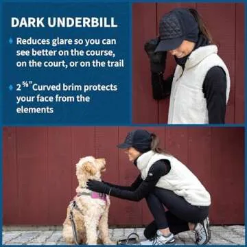 TrailHeads Women's Winter Ponytail Hat | Trucker Hat with Drop Down Ear Warmers | Quilted Hat - Black