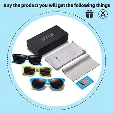 DYLB Kids Polarized Sunglasses 3 Pack for Ages 3-8