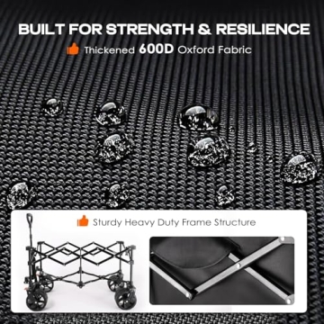 Navatiee Heavy Duty Folding Wagon with Big Wheels for Outdoors