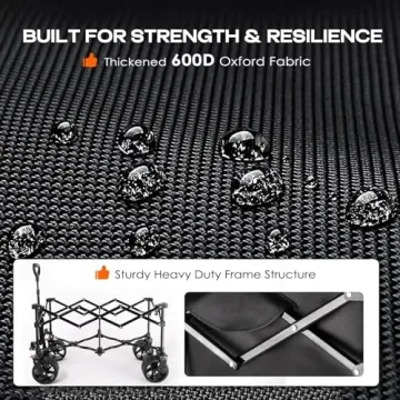 Navatiee Heavy Duty Folding Wagon with Big Wheels for Outdoors