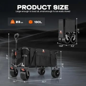 Navatiee Heavy Duty Folding Wagon with Big Wheels for Outdoors