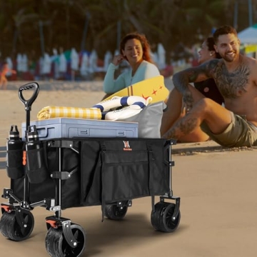 Navatiee Heavy Duty Folding Wagon with Big Wheels for Outdoors